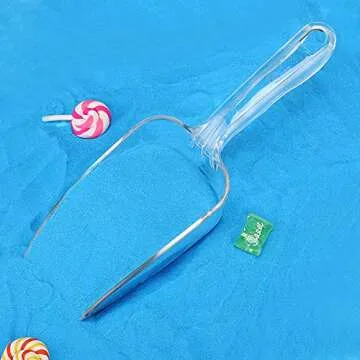 HESTYA 4 Pcs Multi Purpose Clear Scoops Plastic Candy Scoops for Candy Buffet Ice Scoop Protein Powders, Ice Cream, Coffee, Tea Jar (9.25 Inch)