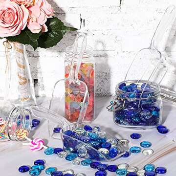 HESTYA 4 Pcs Multi Purpose Clear Scoops Plastic Candy Scoops for Candy Buffet Ice Scoop Protein Powders, Ice Cream, Coffee, Tea Jar (9.25 Inch)