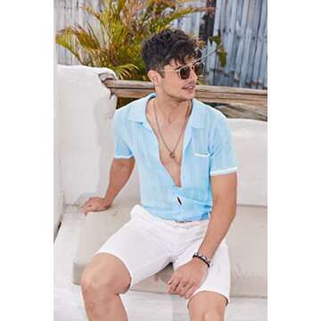 COOFANDY Casual Short Sleeve Beach Shirts for Men