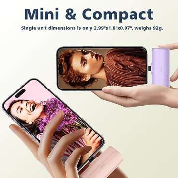 UPEB 2 Packs Portable Phone Charger iPhone 5000mAh with Built in Cable, MFi Certified Mini Power Bank Cordless External Battery Pack for All iPhone Series 14/13/12/11/XR/X/SE/8/7/6 Pro Max