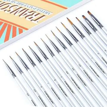Transon Fine Detail Paint Brush Set 15pcs for Miniature Models Craft Painting Body Painting with Acr...
