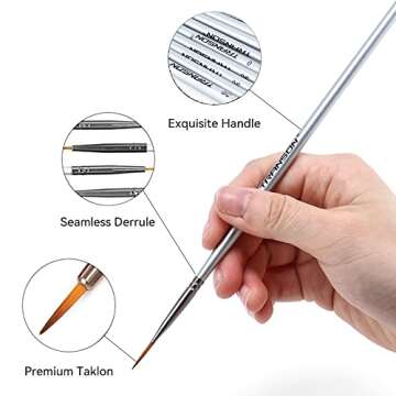 Transon Fine Detail Paint Brush Set 15pcs for Miniature Models Craft Painting Body Painting with Acrylic Gouache Watercolor Tempera and Oil Paint