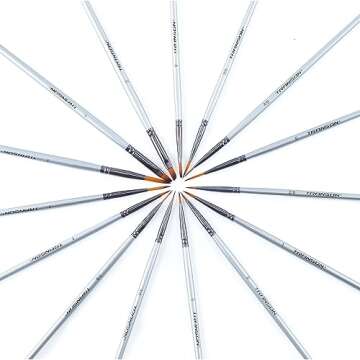 Transon Fine Detail Paint Brush Set 15pcs for Miniature Models Craft Painting Body Painting with Acrylic Gouache Watercolor Tempera and Oil Paint