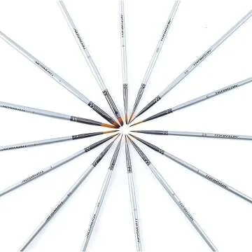 Transon Fine Detail Paint Brush Set 15pcs for Miniature Models Craft Painting Body Painting with Acrylic Gouache Watercolor Tempera and Oil Paint