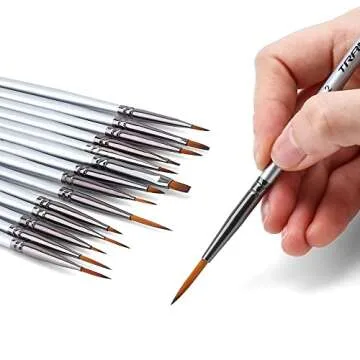 Transon Fine Detail Paint Brush Set 15pcs for Miniature Models Craft Painting Body Painting with Acrylic Gouache Watercolor Tempera and Oil Paint