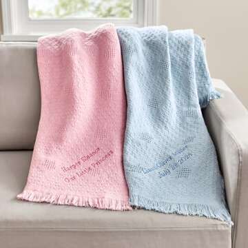 Let's Make Memories Personalized Honeycomb Baby Blanket - Pink- New Baby- Baby Shower- Welcome Baby-...