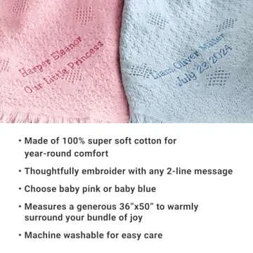Let's Make Memories Personalized Honeycomb Baby Blanket - Pink- New Baby- Baby Shower- Welcome Baby- 36x50