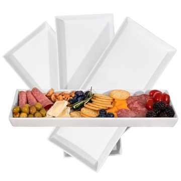 Elegant White Ceramic Serving Platters Set of 4 - Perfect for Entertaining