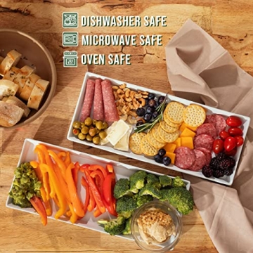 White Ceramic Serving Platters Set of 4 for Entertaining