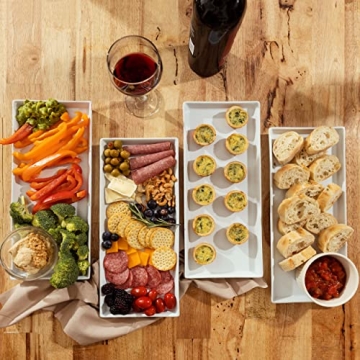 White Ceramic Serving Platters Set of 4 for Entertaining