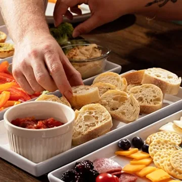 White Ceramic Serving Platters Set of 4 for Entertaining