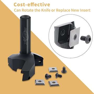 CNC Spoilboard Surfacing Router Bit, 1/2" Shank 2" Cutting Diameter, Insert Carbide Slab Flattening ...