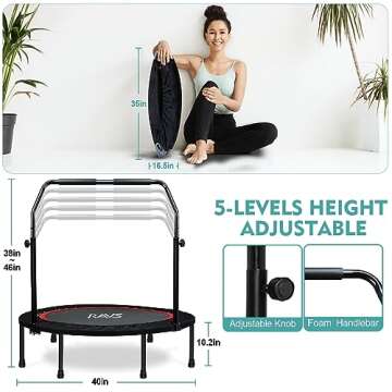 RAVS Mini Trampoline 40"/48" Adjustable Indoor Fitness