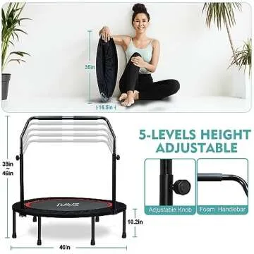 RAVS Mini Trampoline 40"/48" Adjustable Indoor Fitness
