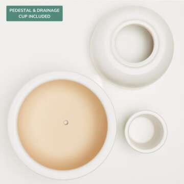 PEACH & PEBBLE Ceramic Hourglass Planter. 3 Piece Plant Pot Set with Drainage Hole and Drainage Cup for Indoor Plants. (12 inch, Soft Pink)