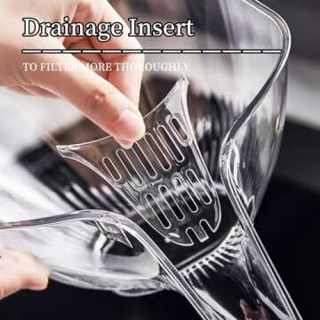 MOTEERLLU Multifunctional Drain Basket with Spout, Kitchen Sink Strainer Drainage Basket Funnel for Food, Kitchen Supplies & Accessories Gadgets for Washing Vegetables & Fruits (Transparent)