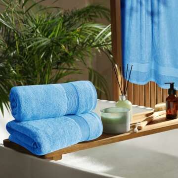 Belizzi Home 4 Pack Bath Towel Set 27x54, 100% Ring Spun Cotton, Ultra Soft Highly Absorbent Machine Washable Hotel Spa Quality Bath Towels for Bathroom, 4 Bath Towels - Light Blue