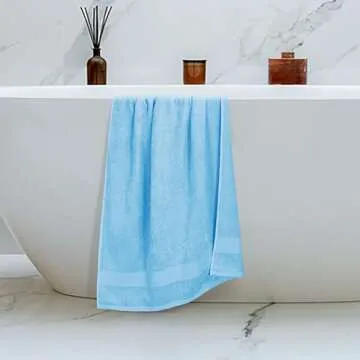 Belizzi Home 4 Pack Bath Towel Set 27x54, 100% Ring Spun Cotton, Ultra Soft Highly Absorbent Machine Washable Hotel Spa Quality Bath Towels for Bathroom, 4 Bath Towels - Light Blue