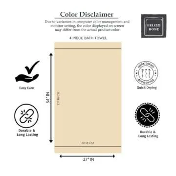 Belizzi Home 4 Pack Bath Towel Set 27x54, 100% Ring Spun Cotton, Ultra Soft Highly Absorbent Machine Washable Hotel Spa Quality Bath Towels for Bathroom, 4 Bath Towels - Light Blue