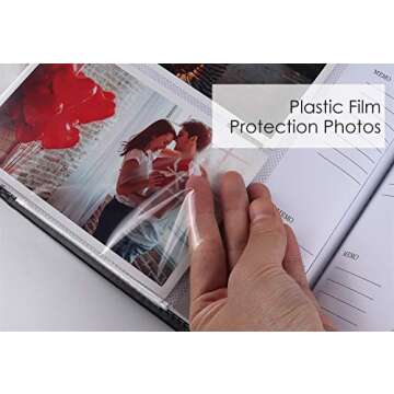 RECUTMS Photo Picture Album 4x6 300 Photos,Small Capacity Premium Leather Cover Wedding Family Photo Albums with Writing Space Holds 300 Horizontal Photos(Black)