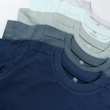 HonestBaby Unisex Baby Organic Cotton Short Sleeve T-Shirt Multipack Infant-and-Toddler-Shirts, 5-Pack Morning Mountains, 12 Months US