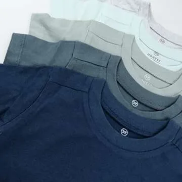 HonestBaby Unisex Baby Organic Cotton Short Sleeve T-Shirt Multipack Infant-and-Toddler-Shirts, 5-Pack Morning Mountains, 12 Months US