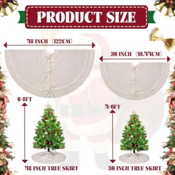48 inches White Knitted Christmas Tree Skirt: Small Thick Cable Knit Round Cream Tree Skirt Rustic Neutral Farmhouse Neutral Christmas Decor Tree Base Cover Xmas Home Decorations