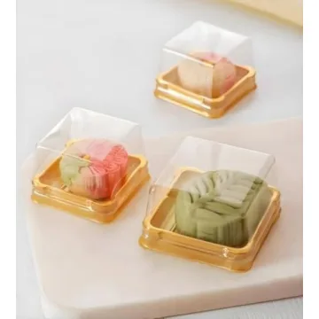 Mini Cake Box Pack with Clear Cover and Gold Bottom