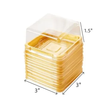 Mini Cake Box Pack with Clear Cover and Gold Bottom