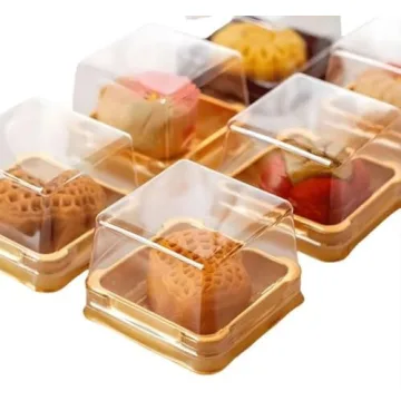 Mini Cake Box Pack with Clear Cover and Gold Bottom