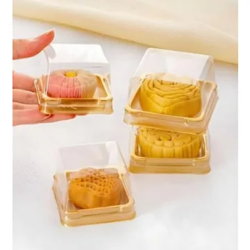 Mini Cake Box Pack with Clear Cover and Gold Bottom