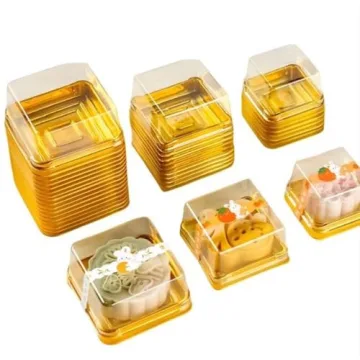 Mini Cake Box Pack with Clear Cover and Gold Bottom