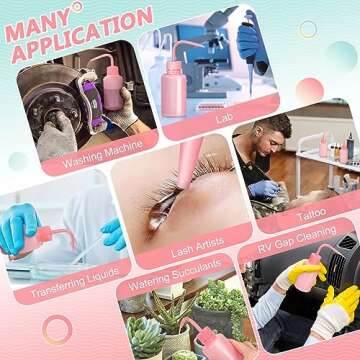 Valchoose 150ML Pink Wash bottles squeeze 5.1oz Mini Professional, Water Bottle for Lash Extensions, Easy to Carry Lash water bottle squeezer (1Pack)