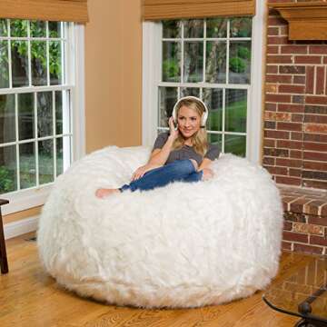 Comfy Sacks White Furry Bean Bag Chair for Ultimate Comfort