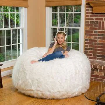 Comfy Sacks White Furry Bean Bag Chair for Ultimate Comfort