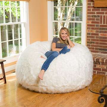 Comfy Sacks White Furry Bean Bag Chair for Ultimate Comfort