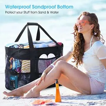 Oscaurt Extra Large Mesh Waterproof Beach Bag
