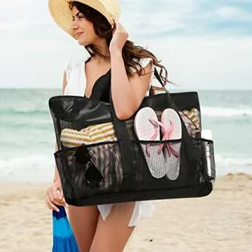 Oscaurt Extra Large Mesh Waterproof Beach Bag