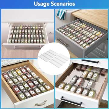 SZWQILIN Spice Drawer Organizer, Spice Rack Drawer for Kitchen,4 Tier Clear Acrylic， Expandable Fr...