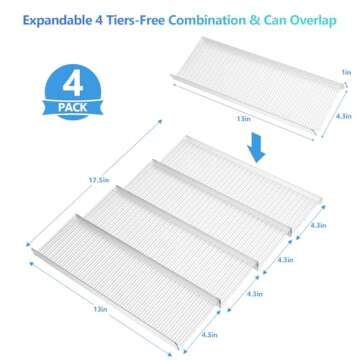 SZWQILIN Spice Drawer Organizer, Spice Rack Drawer for Kitchen,4 Tier Clear Acrylic， Expandable From 13" to 26" Spice Rack Tray for Cabinet/Countertop(4 Pcs Clear)