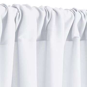 Hiasan White Backdrop Curtains for Parties, Polyester Photography Backdrop Drapes for Family Gatheri...