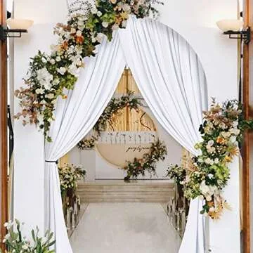 Hiasan White Backdrop Curtains for Parties, Polyester Photography Backdrop Drapes for Family Gatherings, Wedding Decorations, 5ftx10ft, Set of 2 Panels