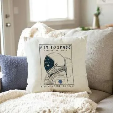 Jiaopenyou Throw Pillow Cover 18x18 Inch,Astronaut in Universe Space Throw Pillow Case,Home Decor Cushion Covers for Sofa Living Room Couch Bed