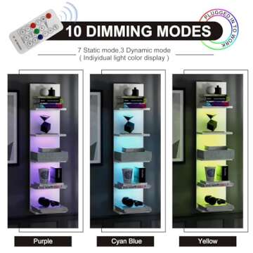 Bloddream 5 Tier Wall Shelf with RGB Light - Stylish Storage Solution