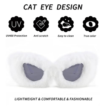 FEISEDY Plush Cat Eye Sunglasses Comfortable and Stylish