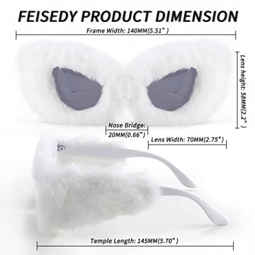 FEISEDY Plush Cat Eye Sunglasses Comfortable and Stylish
