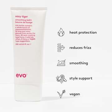 EVO Easy Tiger Smoothing Hair Balm - Hold Styling Balm for All Hair Types - Provides Hair Smoothing & Reduces Frizz - 200ml / 6.8fl.oz