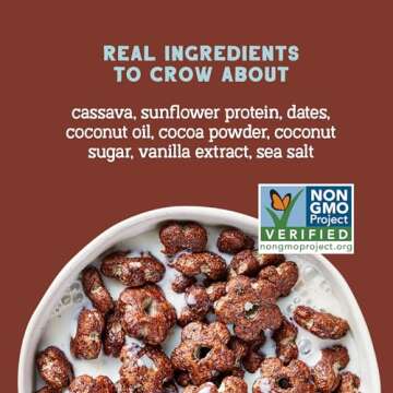 Seven Sundays Sunflower Cereal, Real Cocoa, 8 Oz Bag (Pack of 3), Grain & Gluten Free, 5g Upcycled Protein, 1g Added Sugar, Crunchy Chocolate Snack