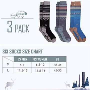 OutdoorMaster Ski Socks - Warm & Comfortable Merino Wool