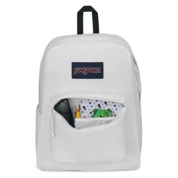JanSport Superbreak Backpack - Durable, Lightweight Premium Backpack, White